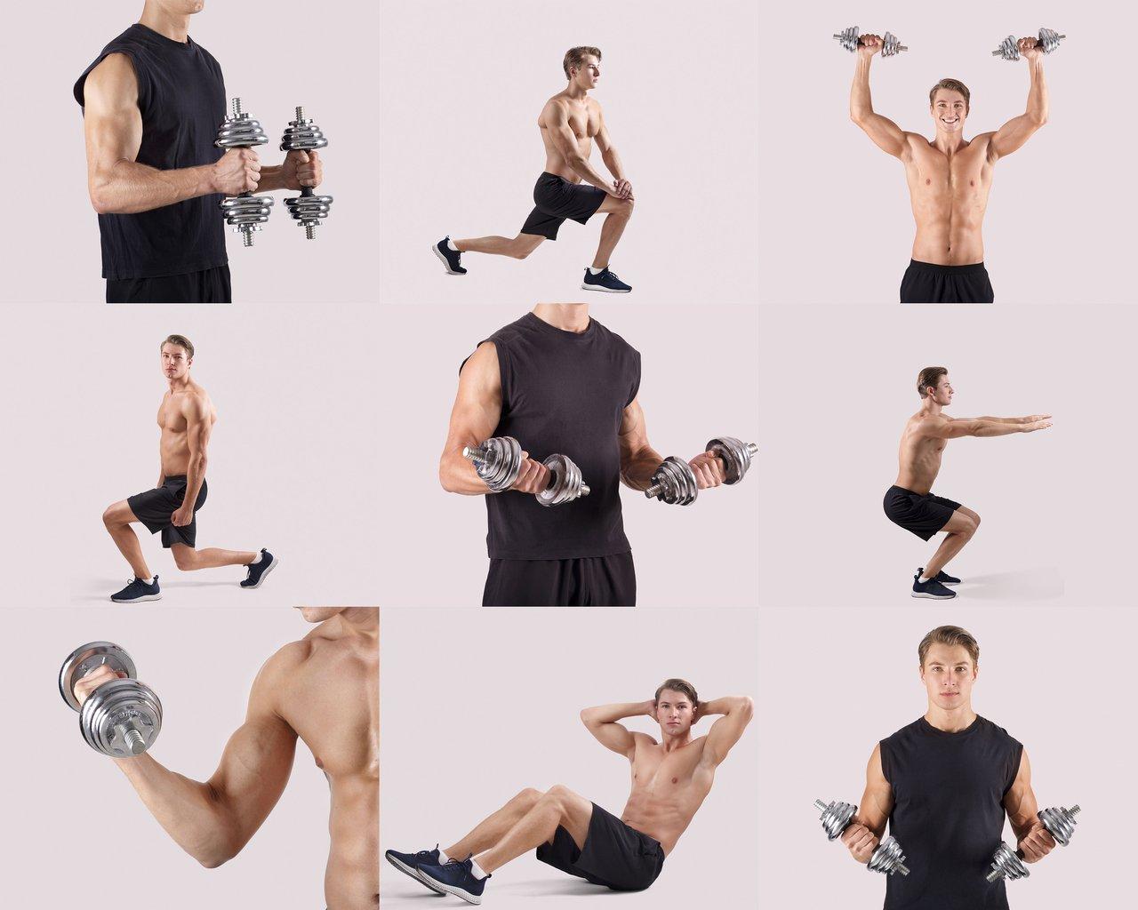 Jeune homme en pleine séance de full-body workout gym, adapté pour débuter à 35 ans.